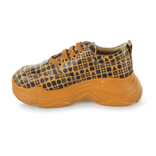 Load image into Gallery viewer, Classic Print Yellow Leather Sneaker