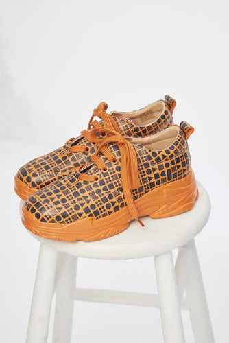 Classic Print Yellow Leather Sneaker