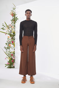 Embroidered Brown Trouser