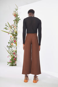 Embroidered Brown Trouser