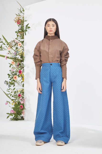 Embroidered Blue  Trouser