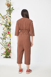 Embroidered Brown  Jumpsuit